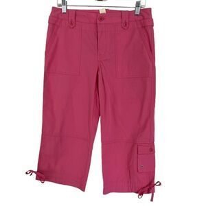 Sigrid Olsen Cropped Cargo Pocket Style Pants Bright Pink On Trend